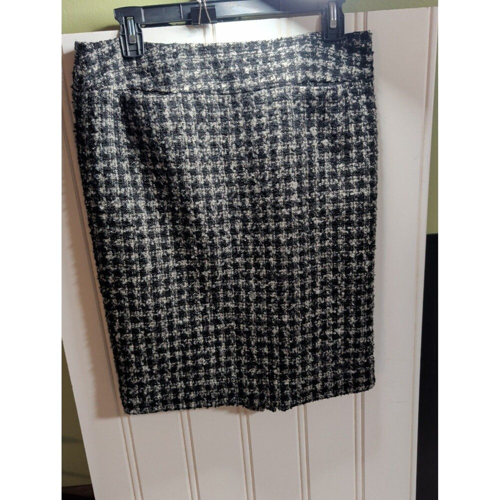 Evan-Picone Houndstooth Tweed Skirt Size 6 Black White Textured Lined